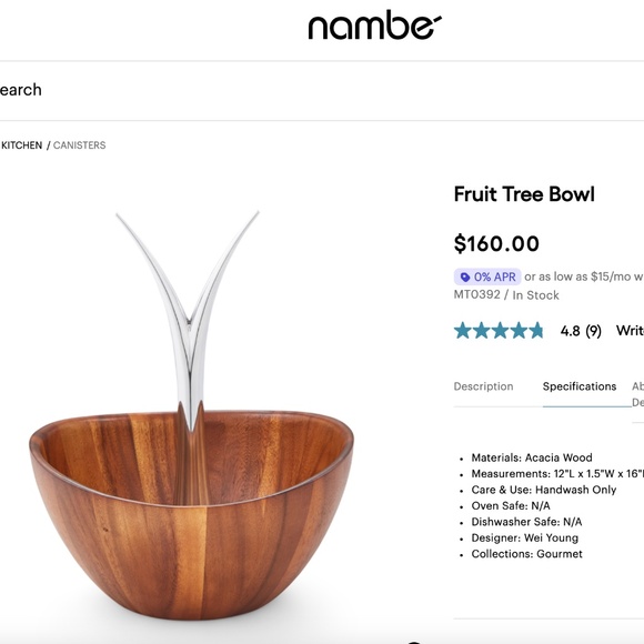Nambé Fruit Tree Bowl - Picture 6 of 9